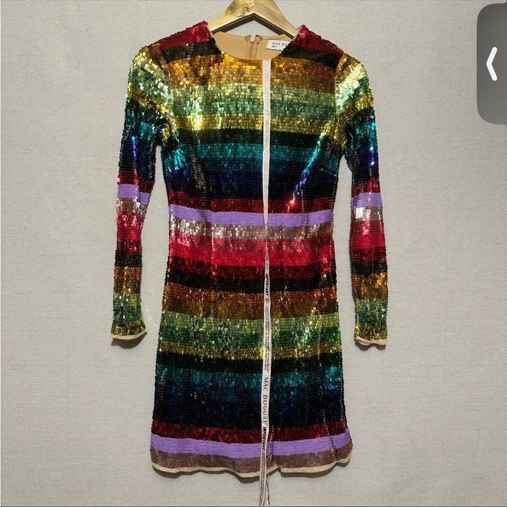 Mac Duggal Rainbow Sequined Mini Dress